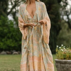 Lena Vie Butterfly Sunsets Viscose + Cotton Kimono In Soft Petal Print, Duster